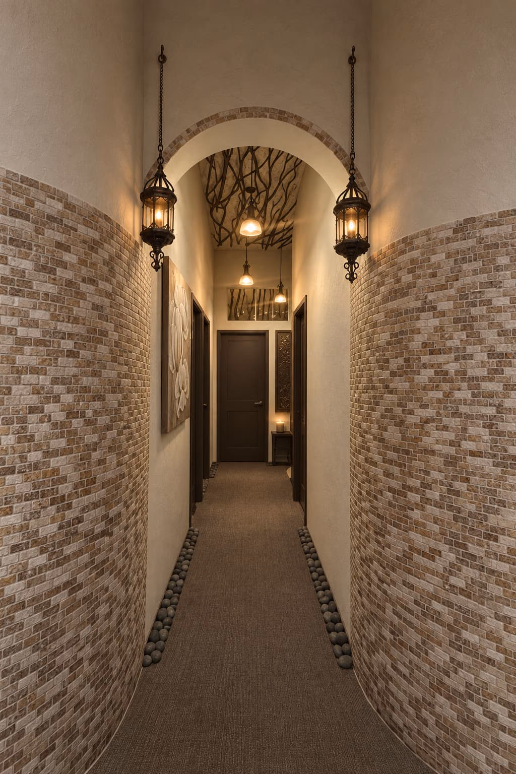 The lantern-lit corridor to the treatment rooms.